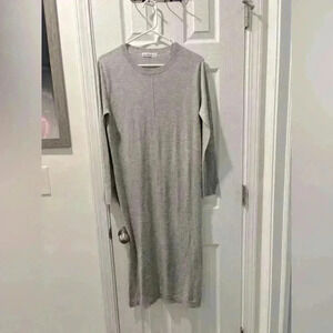 Zara Knit Wool Blend Gray Sweater Dress with Double Side Slits Size Medium